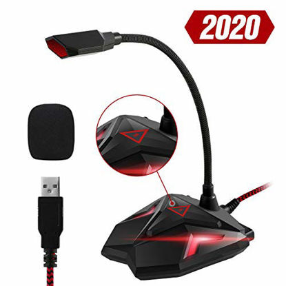 Picture of USB Computer Microphone, EIVOTOR Plug & Play Desktop Microphone with Mute Button, LED Indicator, 360 Gooseneck Design PC Microphone for Laptop Mac - YouTube, Gaming, Recording, Streaming, Podcasting