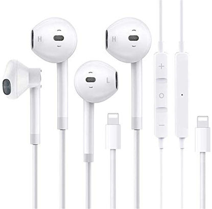 Picture of 2 Pack Earbuds Headphones Wired Earphones with Microphone and Volume Control, Compatible with iPhone 13/12/11 Pro Max/Xs Max/XR/X/7/8 Plus