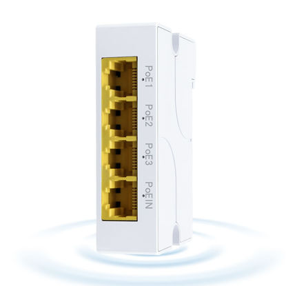 Picture of 【Upgrade】 SODOLA 4 Port Gigabit PoE Extender, IEEE 802.3 af/at PoE Repeater, 1000Mbps, 1 PoE in 3 PoE Out, Plug and Play, Wall & Din Rail Mount POE Passthrough Switch for Security Systems IP Camera