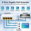 Picture of 【Upgrade】 SODOLA 4 Port Gigabit PoE Extender, IEEE 802.3 af/at PoE Repeater, 1000Mbps, 1 PoE in 3 PoE Out, Plug and Play, Wall & Din Rail Mount POE Passthrough Switch for Security Systems IP Camera