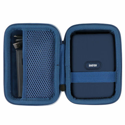 Picture of co2CREA Hard Travel Case Replacement for Fujifilm Instax Mini Link 2 1 Smartphone Printer (Black Case + Inside Dark Denim)