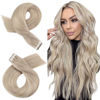 Picture of Moresoo Tape in Blonde Highlighted Extensions 10 Inch Tape in Hair Extensions Human Hair 20pcs Invisible Tape in Extensions #18P613 Ash Blonde Highlight with Bleach Blonde Tape in Remy Hair 30g