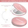 Picture of wobsion Rechargeable Compact Mirror,1x/10x Magnification Compact Mirror with Light,Dimmable Small Travel Makeup Mirror,26 Leds,Portable Mirror for Handbag,4in Handheld Mirror,Gifts for Girls,Rose Gold