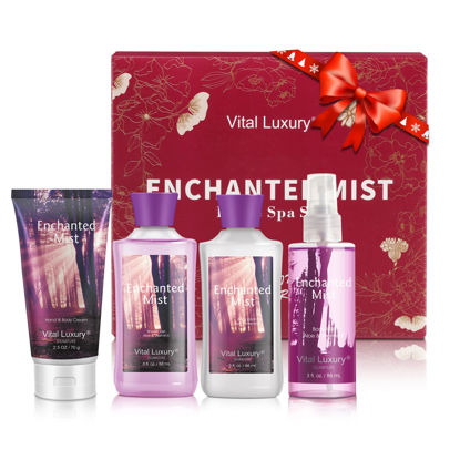 Picture of Vital Luxury Bath & Body Kit, 3 Fl Oz, Ideal Skincare Gift Home Spa Set, Includes Body Lotion, Shower Gel, Body Cream, and Fragrance Mist, Valentines Day Gifts for Her and Him(Enchanted Mist)