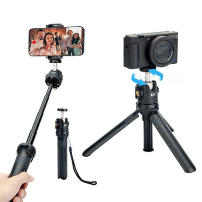 Picture of JJC 2 in 1 Extendable Mini Vlogging Tripod & Selfie Stick for Sony ZV-1 II ZV-1F ZV1 ZV-E1 RX100 VII A6000 A6100 A6300 A6400 A7C Canon EOS M50 M6 Mark II R7 R10 G7X Mark III Panasonic G100 G9 & More