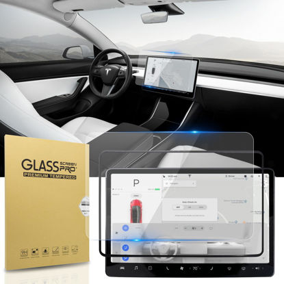 Picture of CusDusk Tempered Glass Screen Protector for Tesla Model 3 Model Y - Matte Anti-Glare, Anti-Fingerprint, 9H Hardness