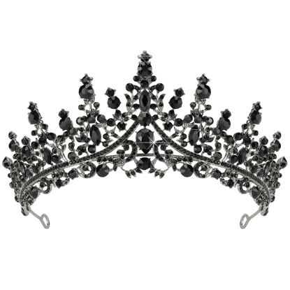 Picture of TOBATOBA Black Tiaras for Women, Black Crystal Crowns for Women, Gothic Crown Halloween Tiara Crown, Queen Crown, Black Wedding Tiara, Gothic Halloween Costumes for Women Prom Halloween Accessories