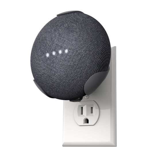 Picture of PowerClip Outlet Mount for Google Nest Mini (Charcoal), Speaker Wall Hub for 2nd Generation Google Nest Smart Home Devices, Space Saving, Uses One Outlet Only, Great for Mounting Google Mini Speaker