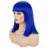 Picture of Morvally Short Straight Bob Wig Heat Resistant Hair with Blunt Bangs Natural Looking Cosplay Costume Daily Wigs (14", Blue)