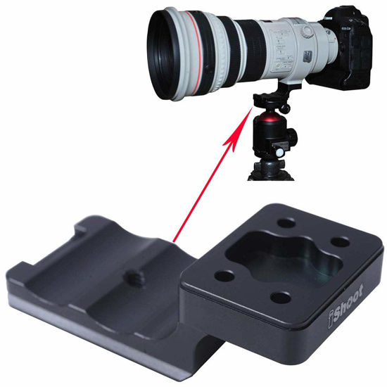 Picture of iShoot Tripod Mount Ring Base Lens Collar Foot Stand for Canon EF 200mm f/1.8L USM, EF 300mm & EF 400mm f/2.8L is II USM, Bottom is Quick Release Plate Compatible with Arca-Swiss Fit Ball Head