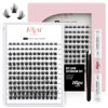 Picture of DIY Eyelash Extension Kit, 144 Pcs Lash Clusters Thin Band Cluster Lashes with Super Hold Mascara Brush Bond and Seal Eyelash Glue and Lash Applicator eyelash cluster extensions Set (R-08 Kit)