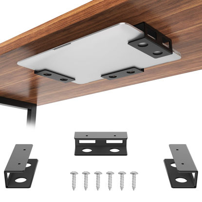 Picture of GOME Under Desk Laptop Mount Metal Bracket with Felt Board to Protect Your Laptop, Under Desk Laptop Tray Holder Desk Shelf with Screws to Enhanced Stability