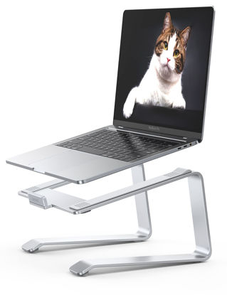 Picture of Lamicall Laptop Stand, Aluminum Laptop Riser, Ergonomic Laptop Stand for Desk, Computer Notebook Stand Compatible with MacBook Air Pro, Dell XPS, HP (10-15.6'') - Silver