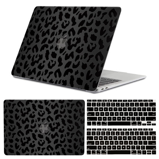 Picture of GABraden Compatible with MacBook Air 13 inch Case,2020 2019 2018 Release,(A2337 M1 A2179 A1932),with Touch ID and 2 Pack Keyboard Protectors,Laptop Plastic Hard Shell（Black Leopard Cheetah Pattern）