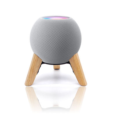 Picture of Real Wood Stand for Homepod Mini,Wooden Tripod with Metal Frame,Safe Stable Holder Mount with Anti-Slip Silicone pad Protects Home pod Mini Smart Speaker(Color:White Oak)