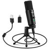 Picture of Bietrun USB C Mic for Computer, 24bit/192KHz Metal Cardioid Condenser USB Microphone with Headphone Jack, Tripod Stand, One-Key Mute, for Desktop, Laptop, PC, MacBook, Windows＆Mic Arm, Plug and Play