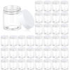 Picture of 36 Pack 3 OZ Plastic Jars Round Clear Cosmetic Container Jars with White Lids, Eternal Moment Plastic Slime Jars for Lotion, Cream, Ointments, Makeup, Eye shadow, Rhinestone, Samples, Pot, Travel Storage