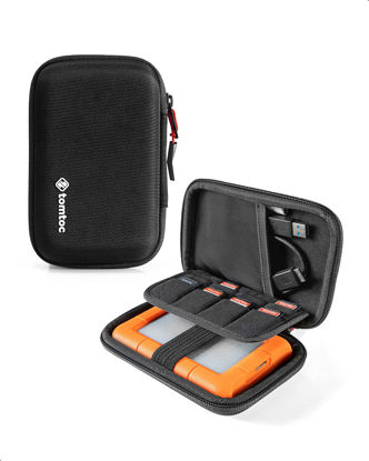 Picture of tomtoc Carrying Case for 2.5-inch External Hard Drive, EVA Shockproof Portable Bag for Western Digital | Toshiba | Seagate | LaCie | HGST Hard Drive, Travel Pouch with 8 Slots for USB Stick/SD Cards
