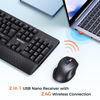 Picture of MEETION Wireless Keyboard and Mouse, Ergonomic Keyboard Mouse, 3 DPI Adjustable USB A and USB C Adapter Full-Sized Cordless Keyboard and Mouse, Wrist Rest for PC/Computer/Laptop/Windows/Mac, Black