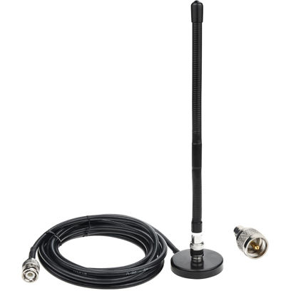 Picture of CB Radio Antenna, 27MHz CB Antenna Soft Whip Magnetic Base CB Antennas BNC & PL259 Male Compatible with Cobra Midland Uniden Maxon President Portable Handheld CB Radio Car Mobile Radio Scanner