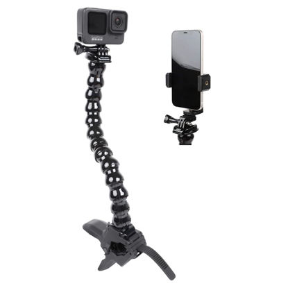 Picture of Jaws Flex Clamp Smartphone Mount with Adjustable Gooseneck（13 Sections） Compatible with iPhone Samsung,and GoPro Hero 9,8,7,6,5,4, 3+, 2, 1, DJI Osmo Action Camera Mounts and Most Action Cameras