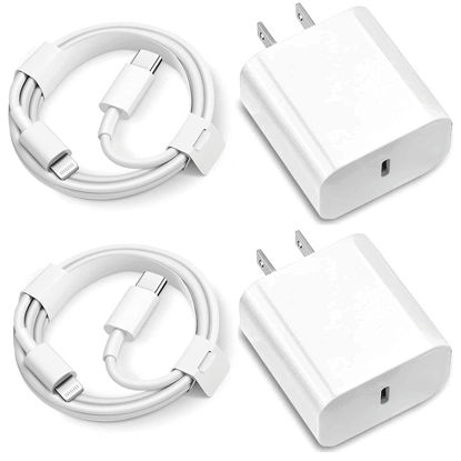 Picture of 2 Pack iPhone Fast Charger [Apple MFi Certified] Wall Charger Block 20W PD Adapter with 3FT USB C to Lightning Cable Compatible with iPhone 14/13/12/11 Pro Max Xs/XR/X/7/8 Plus iPad Pro