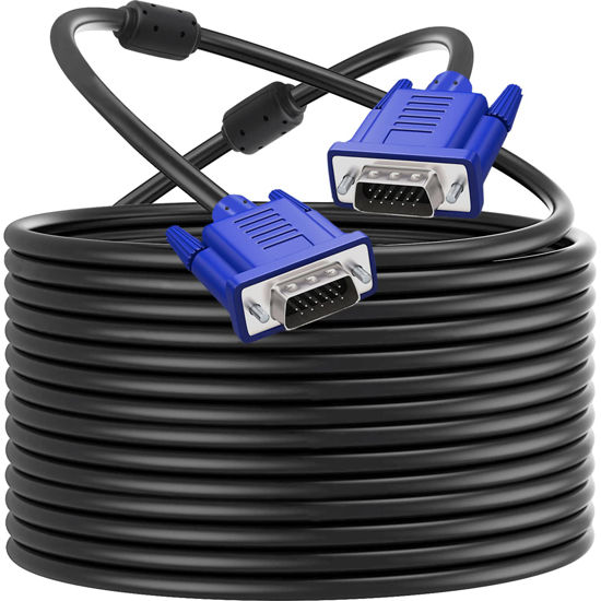 Picture of PASOW VGA to VGA Monitor Cable HD15 Male to Male for TV Computer Projector (50 Feet)