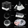 Picture of Supkiir 5 Pack K9 Optical Crystal Photography Prism Set with Crystal Ball Glass Triangular Prism Cube Lens Prism Ball and Optical Pyramid, Portable Rainbow Prism for Photos and Teaching Light Spectrum