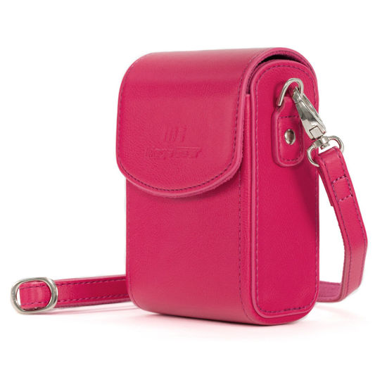 Picture of MegaGear Leather Camera Case with Strap compatible with Canon PowerShot G7 X Mark III, G7 X Mark II, G7 X - MG1255, Hot Pink