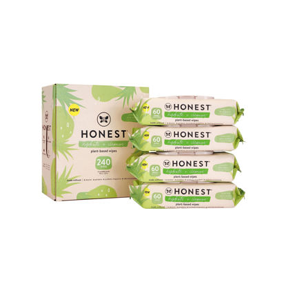 Picture of The Honest Company Hydrate + Cleanse Benefit Wipes | Cleansing Multi-Tasking Wipes | 99% Water, Plant-Based, Hypoallergenic | Aloe + Cucumber, 240 Count