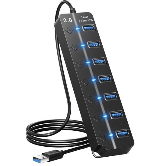 USB 3.0 7-Port Hub with On/Off Switches