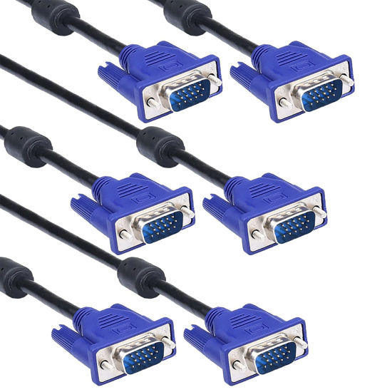 Picture of DaFuRui 3Pack VGA to VGA Cable，10Ft HD15 VGA Male to Male Cable for TV Computer VGA Monitor Cable with Blue Connector