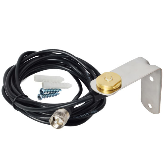 Picture of HYS TCJ-N1 3/8" to 3/4" Hole Mount with NMO Bracket L Shape Fender Mount 13'/About 4m RG-58 Coax Cable NMO to PL259 for All VHF/UHF/CB Radio NMO Antenna