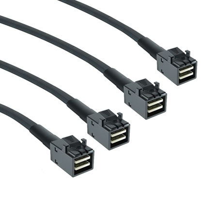 Picture of 2 Pack 12G Internal Mini SAS HD SFF-8643 to SFF-8643 Cable, 0.5m Internal Mini SAS to Mini SAS Cable, 36 Pin, with Sideband, 100 Ohm, Flexible, Support RAID, PCIE Controller, 0.5-Meter(1.6ft)