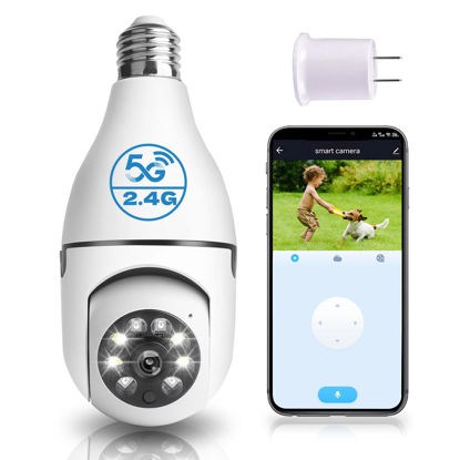 Picture of BJR 2K / 3MP Light Bulb Security Cameram, 5G & 2.4G WiFi Security Camera Wireless Outdoor Indoor 360 Camera for Home with Color Night Vision Motion&Siren Alert Auto Motion E27 Socket