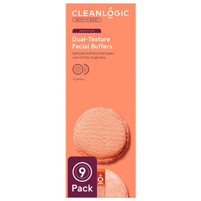 Picture of CleanLogic Bath & Body Exfoliating Dual-Texture Facial Pads, Face Sponges for Cleansing & Softening Sensitive Skin, MakeUp Remover Pads, Assorted Colors, 9 Count Value Pack