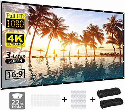 Picture of Projector Screen, Vamvo 120 inch Indoor Outdoor Projector Screen 3-Layer Movie Screen Portable Projection Movies Screen for Home Theater