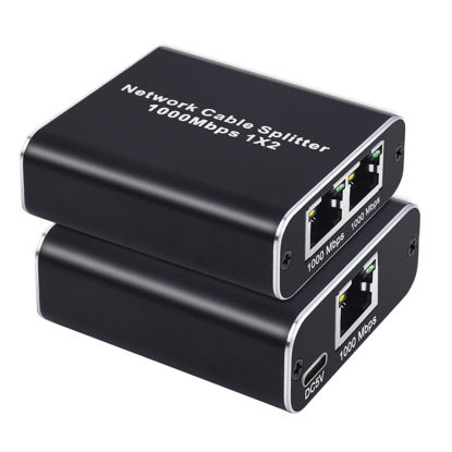 Picture of Tendak Ethernet Splitter High Speed, RJ45 1000Mbps Ethernet Splitter 1 to 2, Internet Splitter with USB Power Cable, Network Splitter for Cat5/Cat5e/Cat6/Cat7, 2 Devices Simultaneous Networking