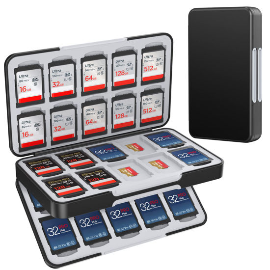 Picture of HEIYING SD Card Holder for Memory SD Card and Micro SD Card, Portable SD SDHC SDXC Micro SD Card Holder Case with 40 SD Cards Slots & 40 Micro SD Cards Slots.