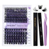 Picture of DIY Lash Extension Kit Lash Clusters Thin Band Matte Black C/D Curl Individual Lashes Strong Hold Waterproof Lash Bond and Seal Glue Nice Grip Eyelash Clusters Tweezers DIY Eyelash Extensions Kit for Beginners at Home（Volume/Hybrid Kit)