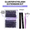 Picture of DIY Lash Extension Kit Lash Clusters Thin Band Matte Black C/D Curl Individual Lashes Strong Hold Waterproof Lash Bond and Seal Glue Nice Grip Eyelash Clusters Tweezers DIY Eyelash Extensions Kit for Beginners at Home（Volume/Hybrid Kit)