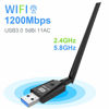 Picture of USB WiFi Adapter 1200Mbps Techkey Wireless Network Adapter USB 3.0 WiFi Dongle 802.11 ac with Dual Band 2.4GHz/300Mbps+5GHz/866Mbps 5dBi High Gain Antenna for Desktop Laptop Windows XP/7-10/ Mac OS