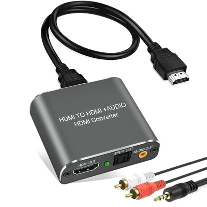 Picture of Hdiwousp HDMI 2.0 Audio Extractor, HDMI to HDMI Optical Toslink SPDIF or 3.5mm AUX Stereo Audio Out,4K@60Hz HDMI Audio Adapter Supports HDCP2.2 18 Gbit/s 4:4:4 HDR 3D