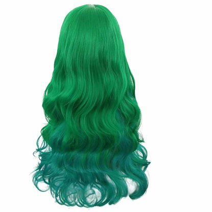 Picture of Rbenxia Curly Cosplay Wig Long Hair Heat Resistant Spiral Costume Wigs (Gradient Green)