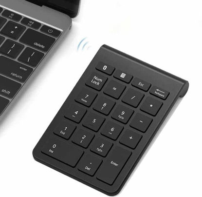 Picture of Bluetooth Number Pad, Acedada Portable Slim 22-Key Wireless Bluetooth Numeric Keypad for Financial Accounting Data Entry, Advanced 10 Key for Laptop, Notebook, Desktop, PC, Surface Pro, etc - Black