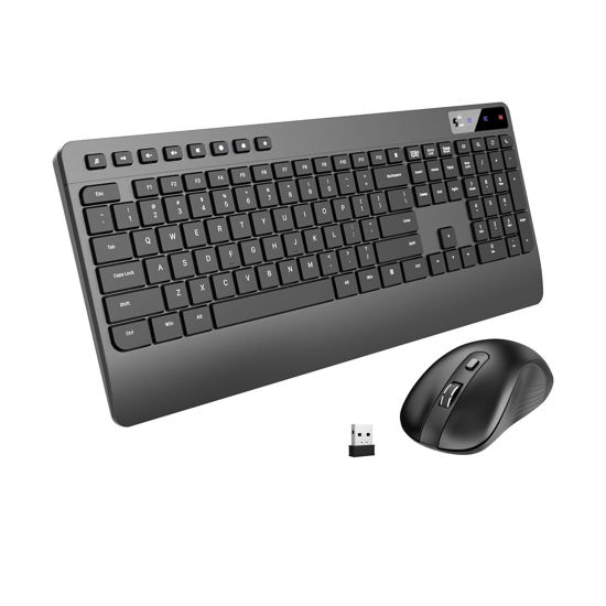 Picture of Wireless Keyboard and Mouse Combo, Acebaff 2.4G Full-Sized Ergonomic Keyboard Mouse, 3 DPI Adjustable Cordless USB Keyboard and Mouse with Palm Rest, Quiet Click for Computer/Laptop/Windows/Mac