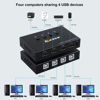 Picture of USB Switch Selector MLEEDA 4 Port KM Switch 4 Computers Sharing 4 USB Devices,USB Peripheral Switcher Box for Keyboard Mouse Printer Scanner PC.with Remote Control and 4 USB Cables