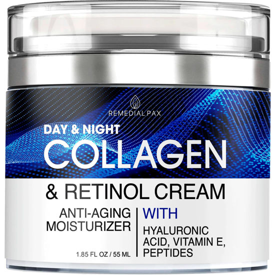 Picture of Collagen Cream for Face with Retinol and Hyaluronic Acid, Day and Night Anti Aging Skincare Facial Moisturizer, Hydrating Face Lotion, Moisturizing Cream to Reduce Wrinkles for Women Men, Made in USA