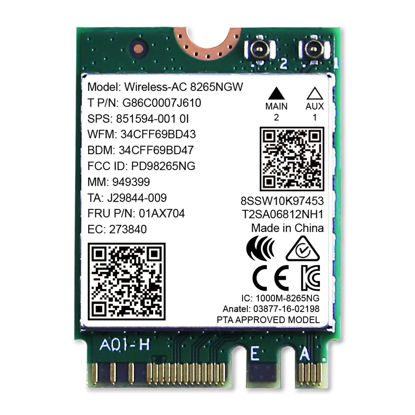 Picture of NETELY Wireless-AC 8265NGW NGFF M2 Interface WiFi Adapter-Wireless-AC 1200Mbps (2.4GHz 300Mbps & 5GHz 867Mbps) Network Card with WiFi Audio Adapter (Wireless-AC 8265NGW)