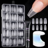 Picture of Medium Coffin Nails Tips - Ejiubas 300Pcs Pre-buff Fake Nails With Nail Gel, 15 Sizes Ultra Fit & Natural False Nails, Professional Extension with Case